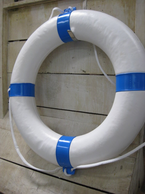 BUOY, Lifering - White w Blue Bands